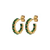 Raquel Green Crystal Gold Tone Hoop Earrings