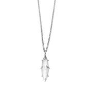 Takeshi White Crystal Pendant Silver Tone Necklace