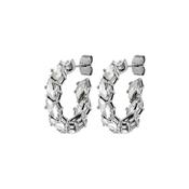 Tamarin White Crystal Silver Tone Hoop Earrings