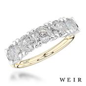 18k yellow gold Round brilliant cut diamond line band