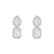 Sterling Silver Emerald &amp; Pear Cubic Zirconia Halo Drop Earrings image