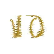 Yellow Gold Plated Sterling Silver Fern Hoop Earrings image
