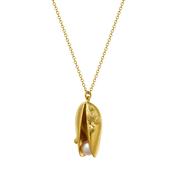 Gold Plated Sterling Silver Pearl &amp; Mussel Pendant Necklace image