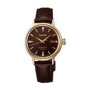 Presage Cocktail Time 30mm Brown Dial Diamond Dot Automatic Brown Leather Strap Watch