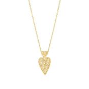 Gold Plated Round Cubic Zirconia Large Heart Pendant Necklace