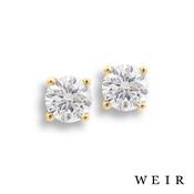 18k yellow gold Round brilliant cut Diamond Stud Earrings image