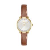 Lucia White Dial 28mm Quartz Brown Leather Strap Watch image