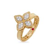 Princess Flower 18k Yellow Gold Diamond Ring Size 15