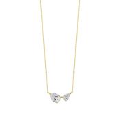 9k Yellow Gold Double CZ Pear Necklace image