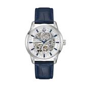 Sutton Skeleton 40mm Silver Dial Automatic Blue Leather Strap Watch image