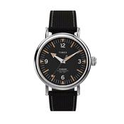 Standard 40mm Black Dial Quartz Black Fabric Strap Watch