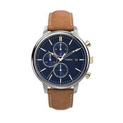 Chicago 45mm Blue Dial Quartz Brown Leather Strap Watch