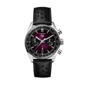 Carrera Chronograph 39mm Purple Dial Automatic Leather Strap Watch image