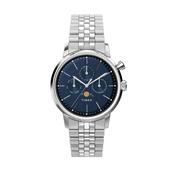 Marlin Moon Phase 40mm Blue Dial Quartz Stainless Steel Bracelet Watch