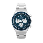 Q Timex Chronograph 40mm Blue Dial Quartz Stainless Steel Bracelet Watch