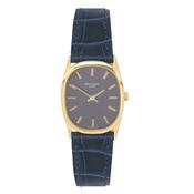 Vintage Golden Ellipse 32mm Blue Dial Manual Leather Strap Watch image