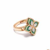 Princess Flower 18k Rose Gold Diamond &amp; Malachite Ring image