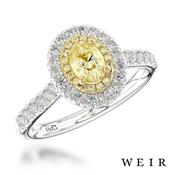 Platinum 0.66ct Fancy Yellow VS2 Oval cut Diamond Engagement Ring
