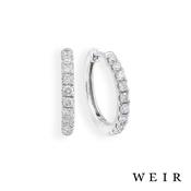 Platinum Round brilliant cut Diamond Hoop Earrings