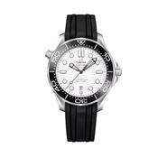 Seamaster Diver 42mm White Dial Automatic Black Rubber Strap Watch