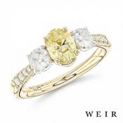 18k Yellow Gold 0.90ct Fancy Yellow VVS2  Oval Cut Diamond Engagement Ring