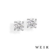 Platinum Round Brilliant Cut Diamond Earrings