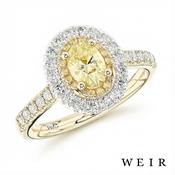 18k Yellow Gold 0.40ct Fancy Yellow VVS2  Oval Cut Diamond Engagement Ring