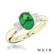 18k Yellow Gold Oval Cut Emerald Dress Ring