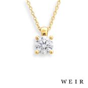 18k Yellow Gold Round Brilliant Cut Diamond Pendant