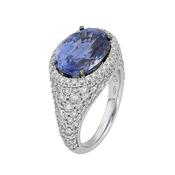 18k White Gold 9.115ct Sapphire &amp; Diamond Cluster Dress Ring image