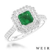 Platinum Emerald Cut Emerald Dress Ring