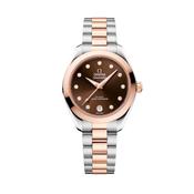 Aqua Terra 30mm Brown Diamond Dial Automatic 18K Rose Gold PVD Stainless Steel Bracelet Watch image