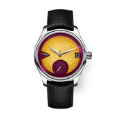 Studio Underd0g x H. Moser &amp; Cie. Passion Project 42/38.5mm Yellow &amp; Purple Dial Date Month Black Leather Strap Watches image