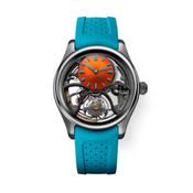 Pioneer Cylindrical Tourbillon Skeleton 42mm Skeleton Orange Diall Automatic Rubber Strap Watch