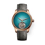 Endeavour Tourbillon Rose Gold 40mm Automatic Turquoise Open Heart Dial  Leather Strap Watch