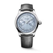 Master Collection Chrono Monopusher 41mm Blue Dial Manual Winding Grey Leather Strap Watch