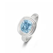 Platinum Cushion Brilliant Cut Blue Lab Grown Diamond Dress Ring image