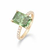 18k Rose Gold Lab Grown Radiant Cut Green Diamond Ring image