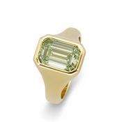 18k Yellow Gold Lab Grown Emerald Cut Green Diamond Ring image