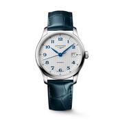 Master Collection 39mm Silver Dial Automatic Blue Leather Strap Watch image