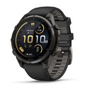 fenix 9 Pro 47mm Carbon Gray DLC Titanium Black/Pebble Grey Silicone Strap Watch image