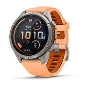 fenix 9 Pro 43mm Titanium Shell Pink/Autumn Orange Silicone Strap Watch image