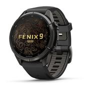 fenix 9 Pro 43mm Carbon Gray DLC Titanium Black/Pebble Grey Silicone Strap Watch image