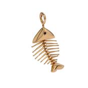 Fish Bones 18k Yellow Gold Diamond Charm