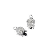 Tulips 18k White Gold Diamond &amp; Black Briolette Spinels Earring Drops