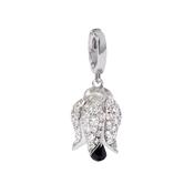 Tulips 18k White Gold Black Briolette Spinels Diamond Charm