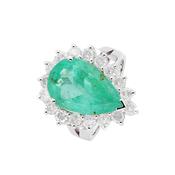 Vintage 14k White Gold 6.50ct Pear-Cut Emerald Ring