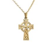 10k Yellow Gold Medium Celtic Cross Pendant Necklace image