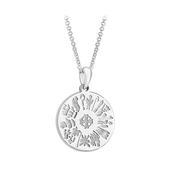 Sterling Silver History Of Ireland Disc Pendant Necklace