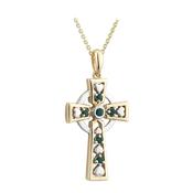 14k Celtic Cross with Emeralds